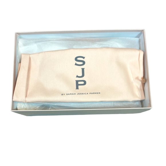 SJP by Sarah Jessica Parker Cy Pointed Toe Slingback Heel Nude Satin $495 - Picture 9 of 10